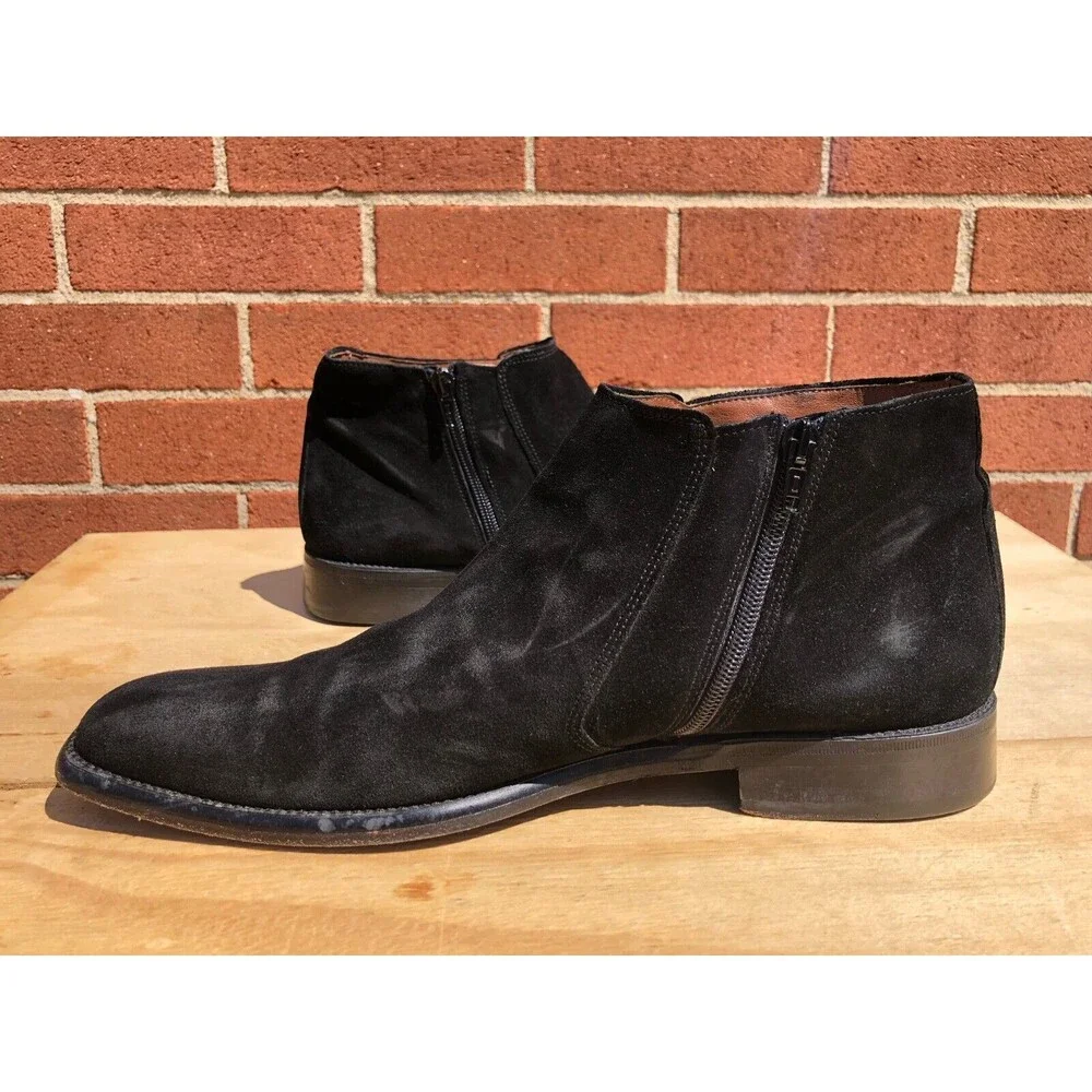 SOULIER Black Suede Ankle zipper Boots  Men Size US 11-EUR 44